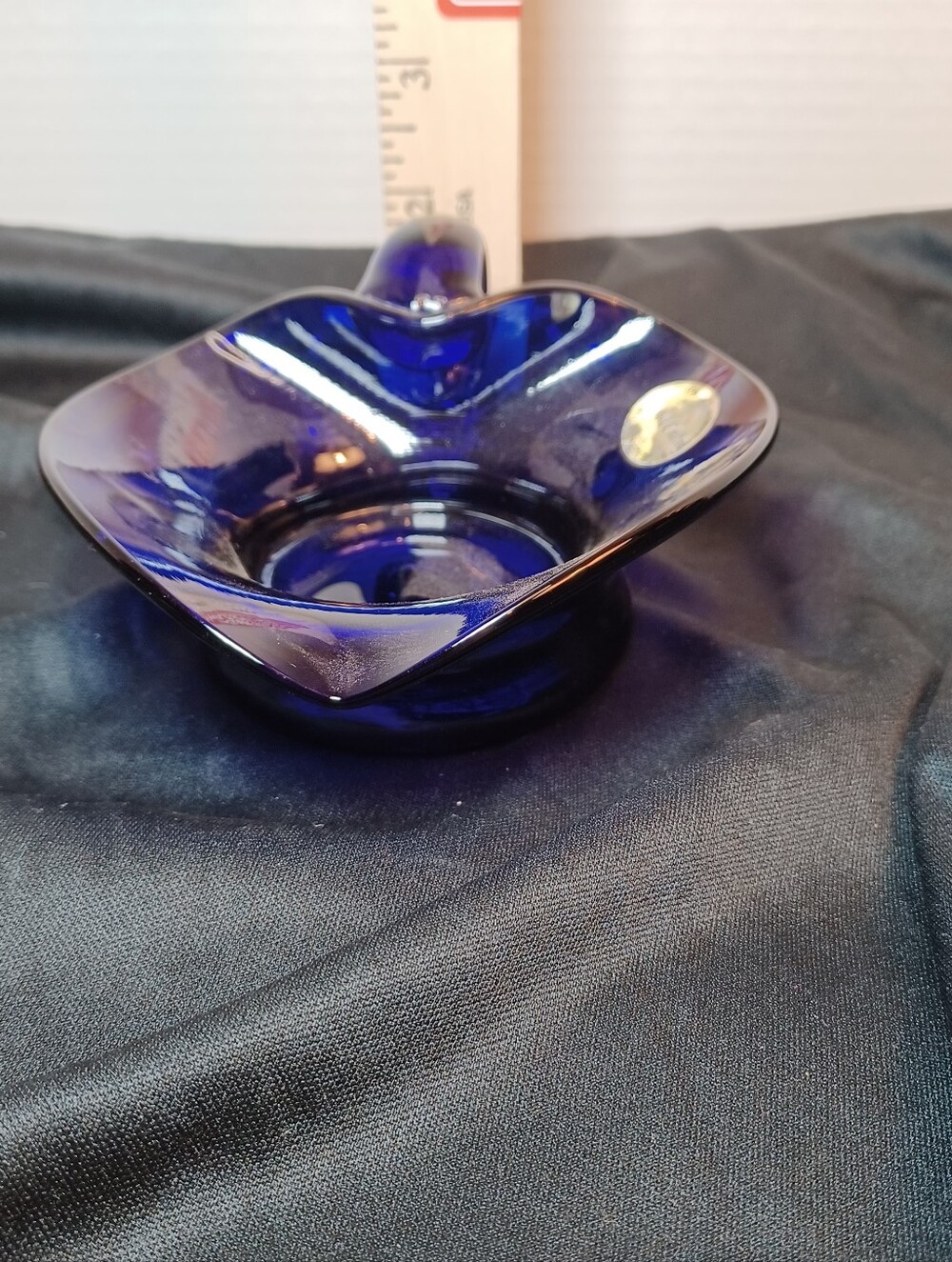 Vintage Art Glass Cobalt Blue Glass Decorative Bowl Signed By J.W. Shelton - Picture 8 of 9